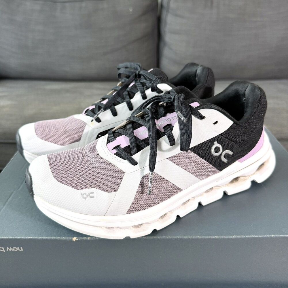 On Running Cloudrunner White Black Purple Running Shoes Women's Size 9